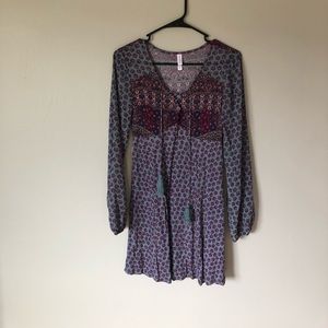 Multicolored boho minidress.